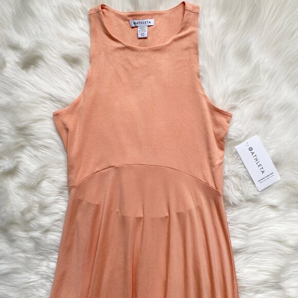 NEW 105$ Athleta Tall Desert Rose Orange Santorini Thera Swing Sleeveless Dress - Picture 2 of 11
